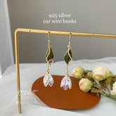 Tulip Floral Earrings, Tulip Flower Wedding Earrings, white flower bridesmaid earrings, summer floral earrings